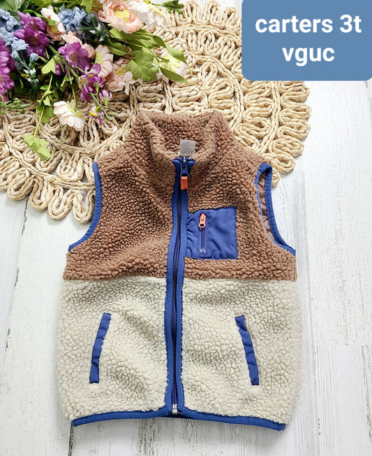 sherpa vest blue trim carters
