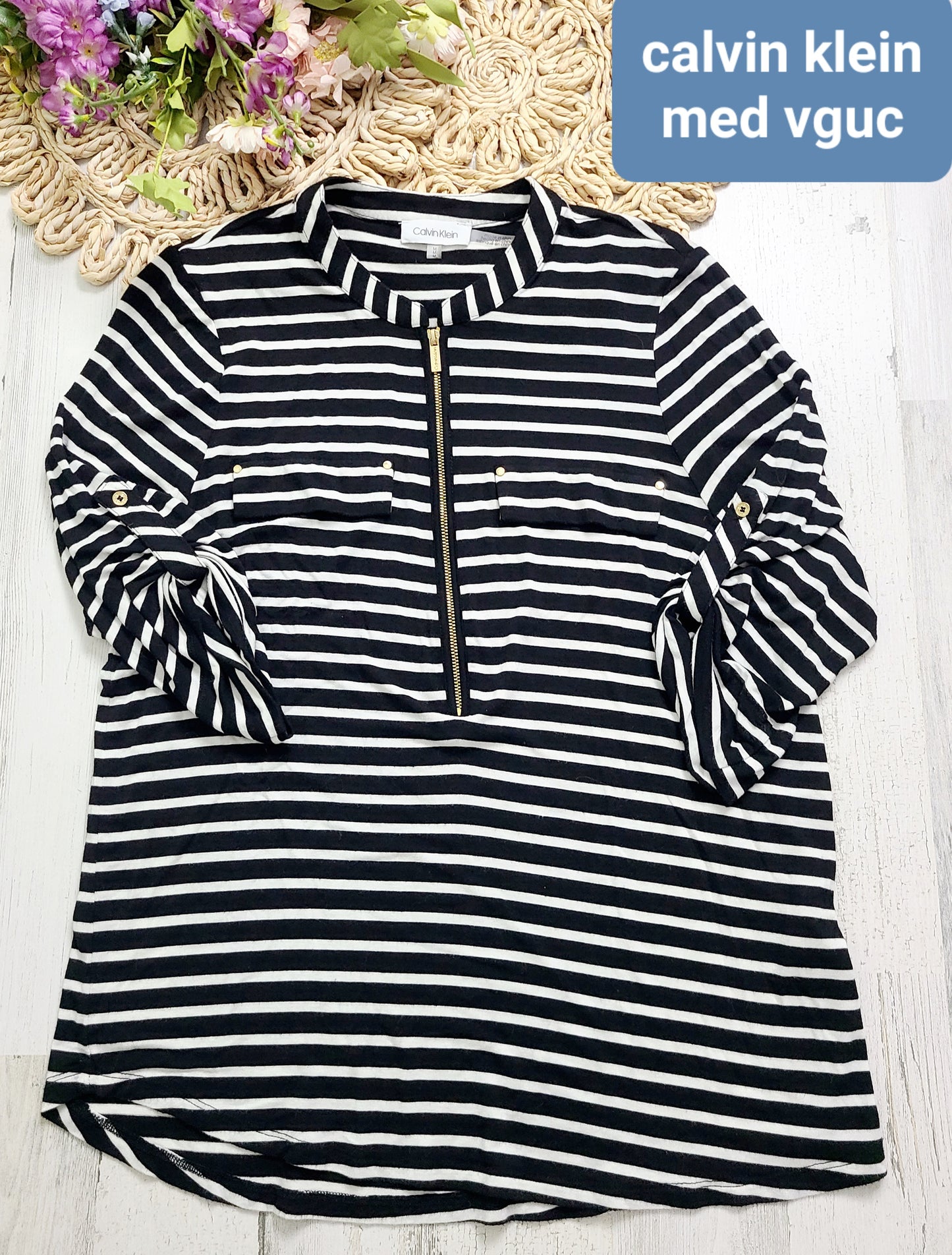striped zip calvin klein