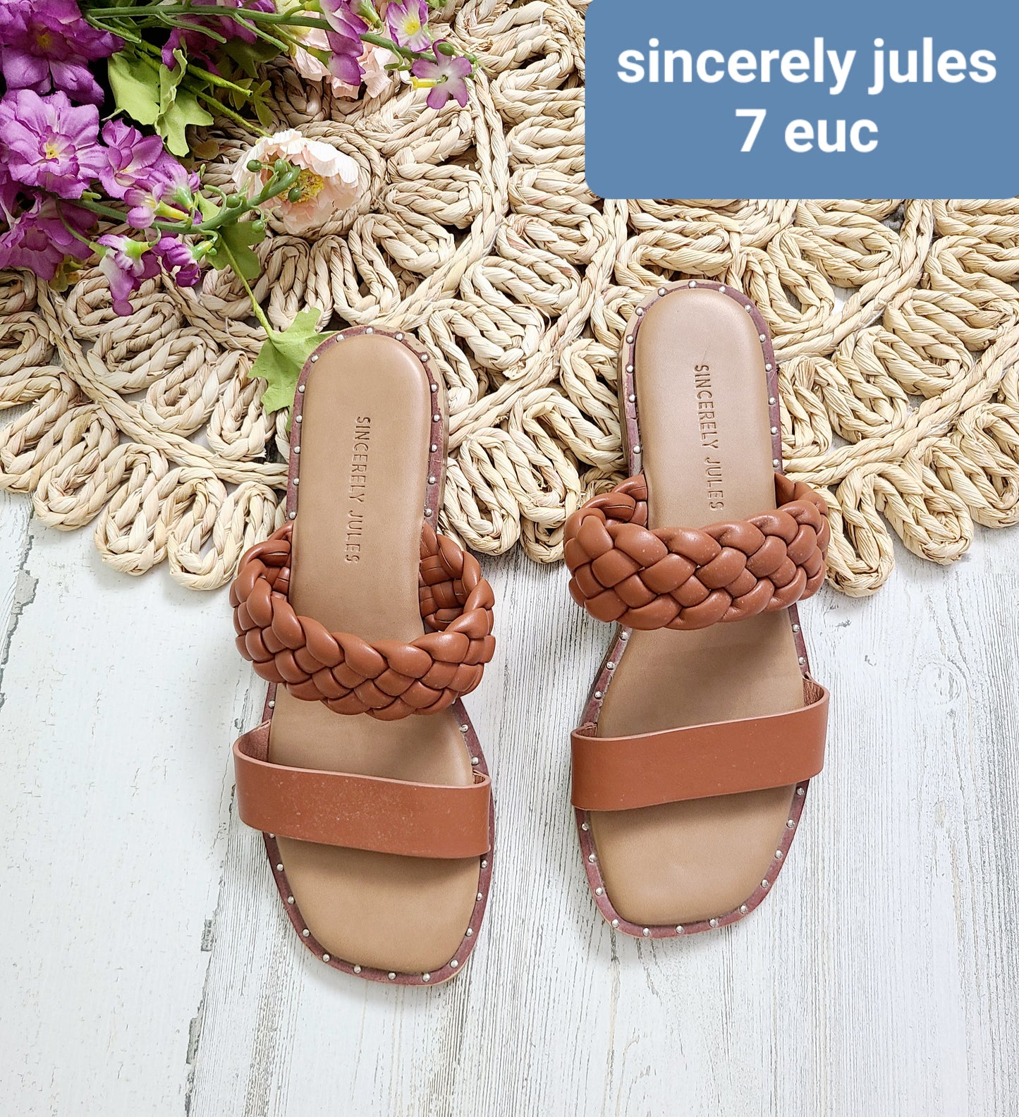 sincerely jules brown braided strap sandals