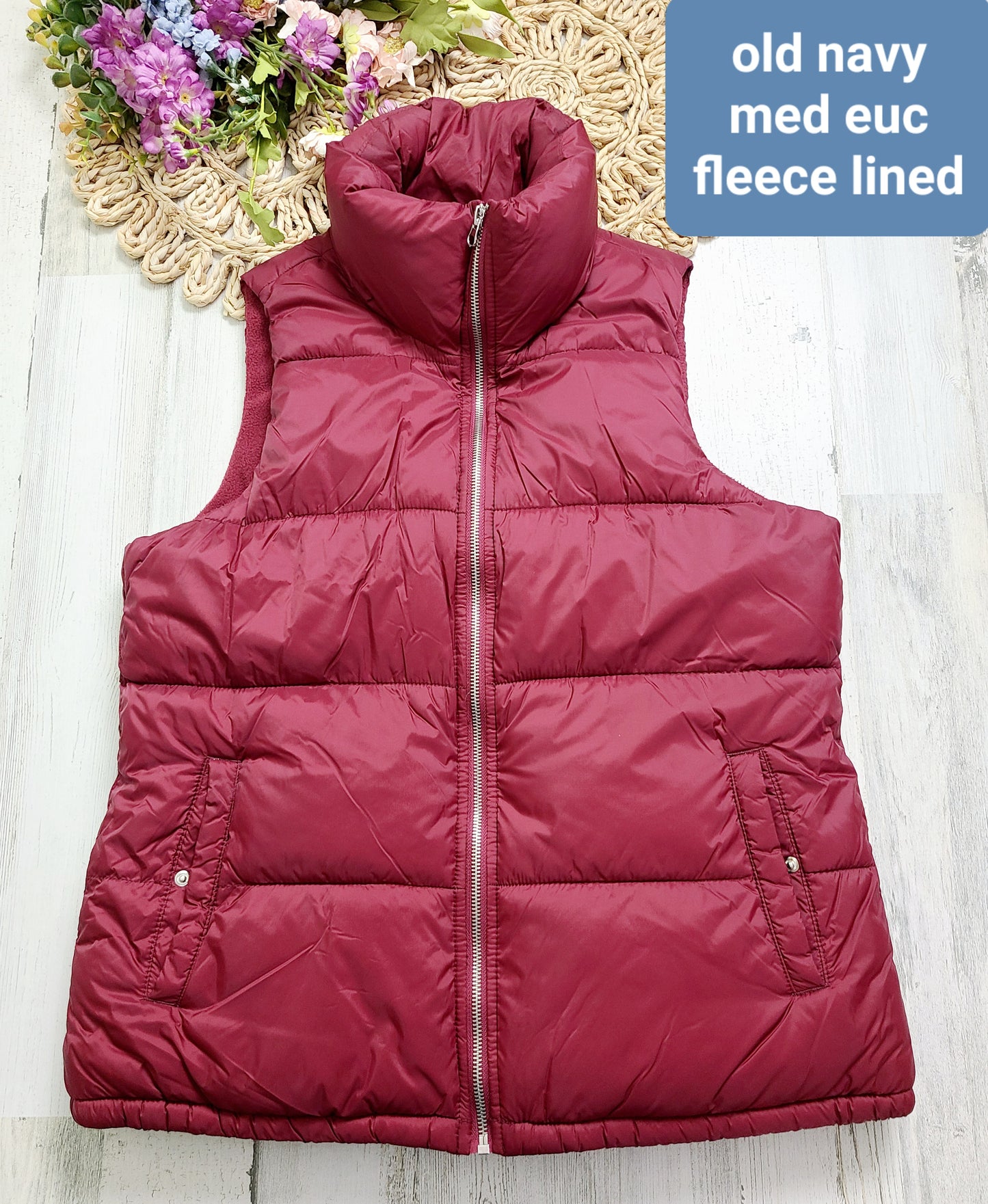 red puffy vest old navy fleece lined