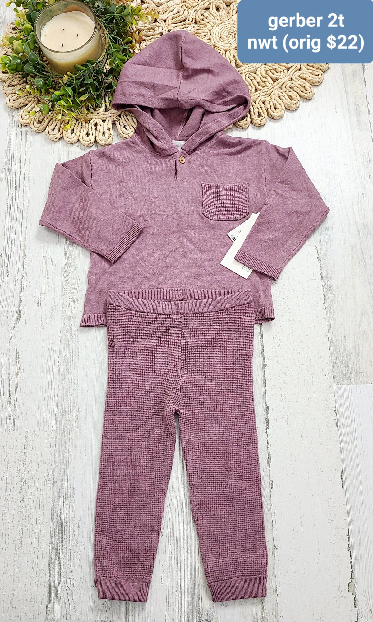 purple waffle 2 piece set gerber nwt