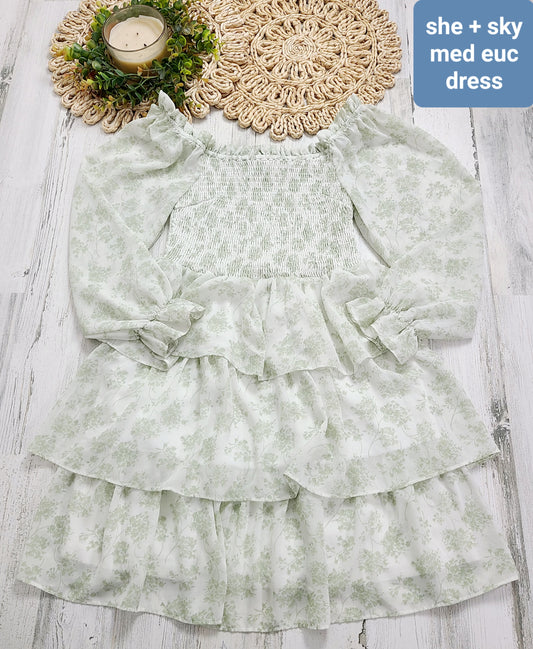 ruffle she+sky dress light green