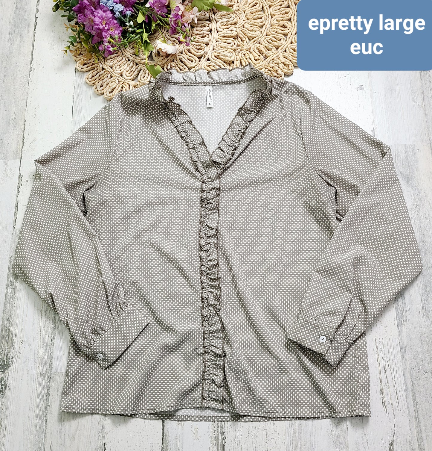 brown polka dot ruffle epretty