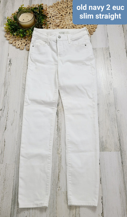 old navy white slim straight jeans