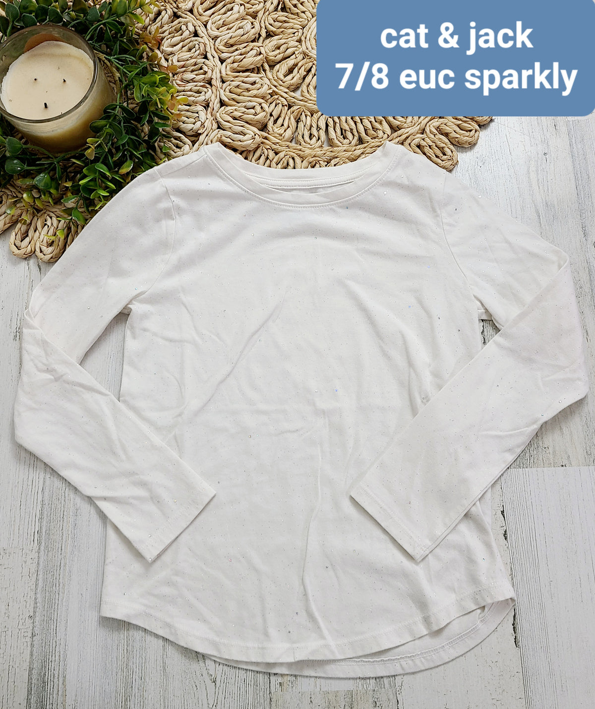 white sparkle long sleeve cat &jack