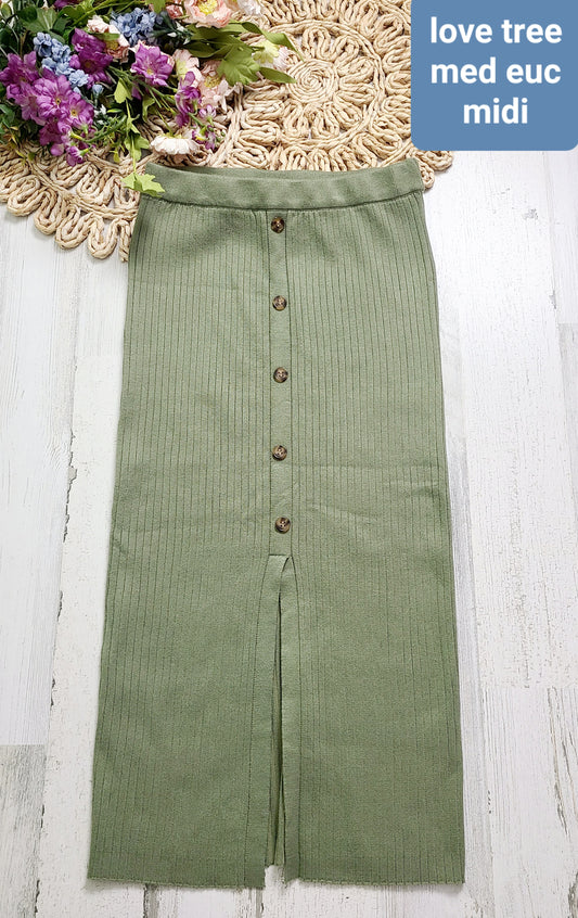 love tree midi skirt olive ribbed