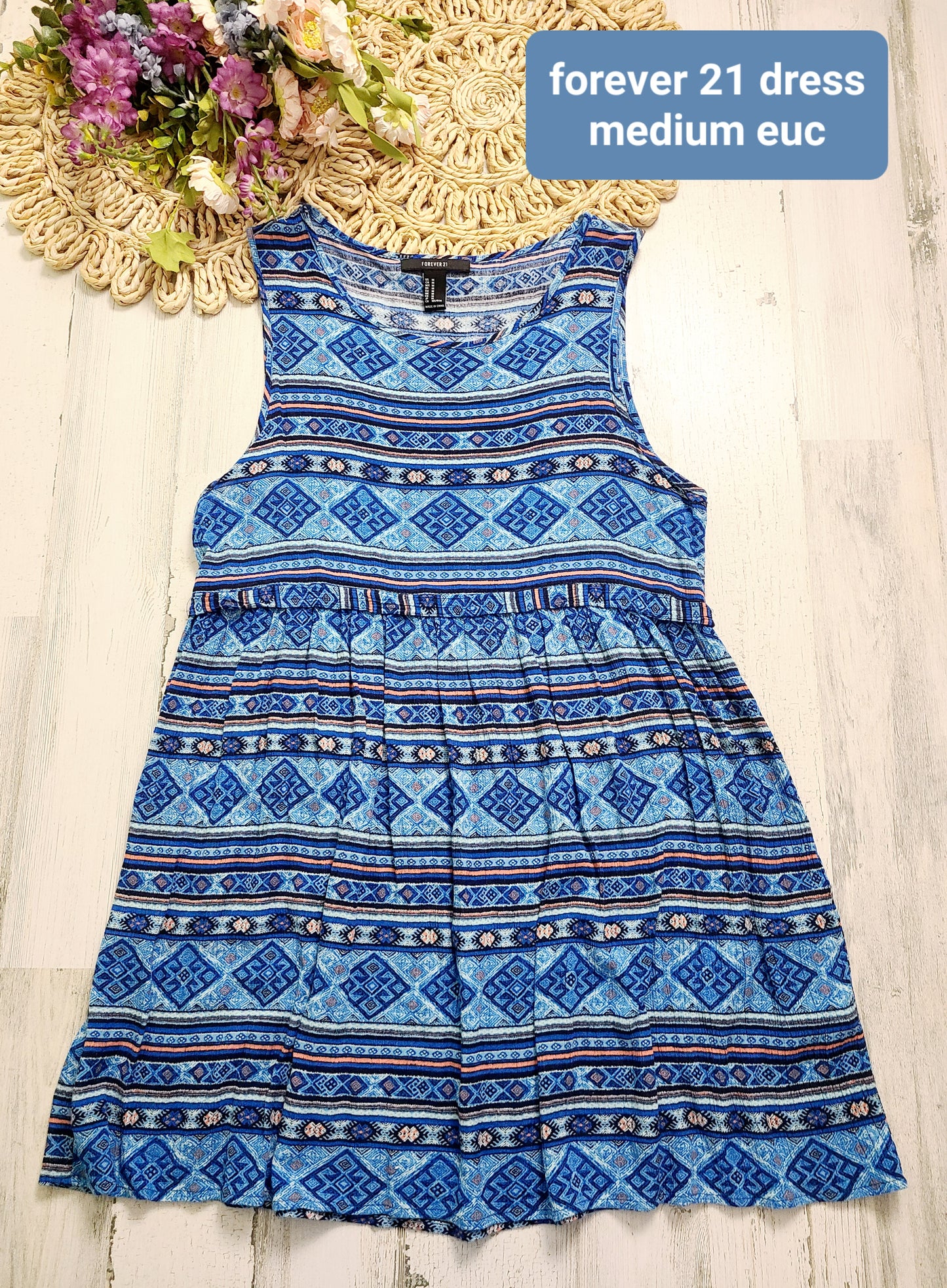 blue aztec dress forever 21