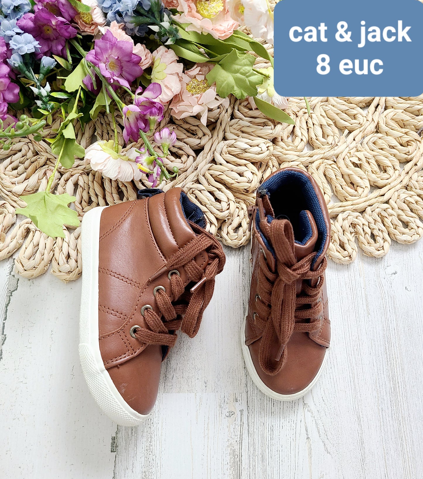 cat & jack brown lace zip sneakers