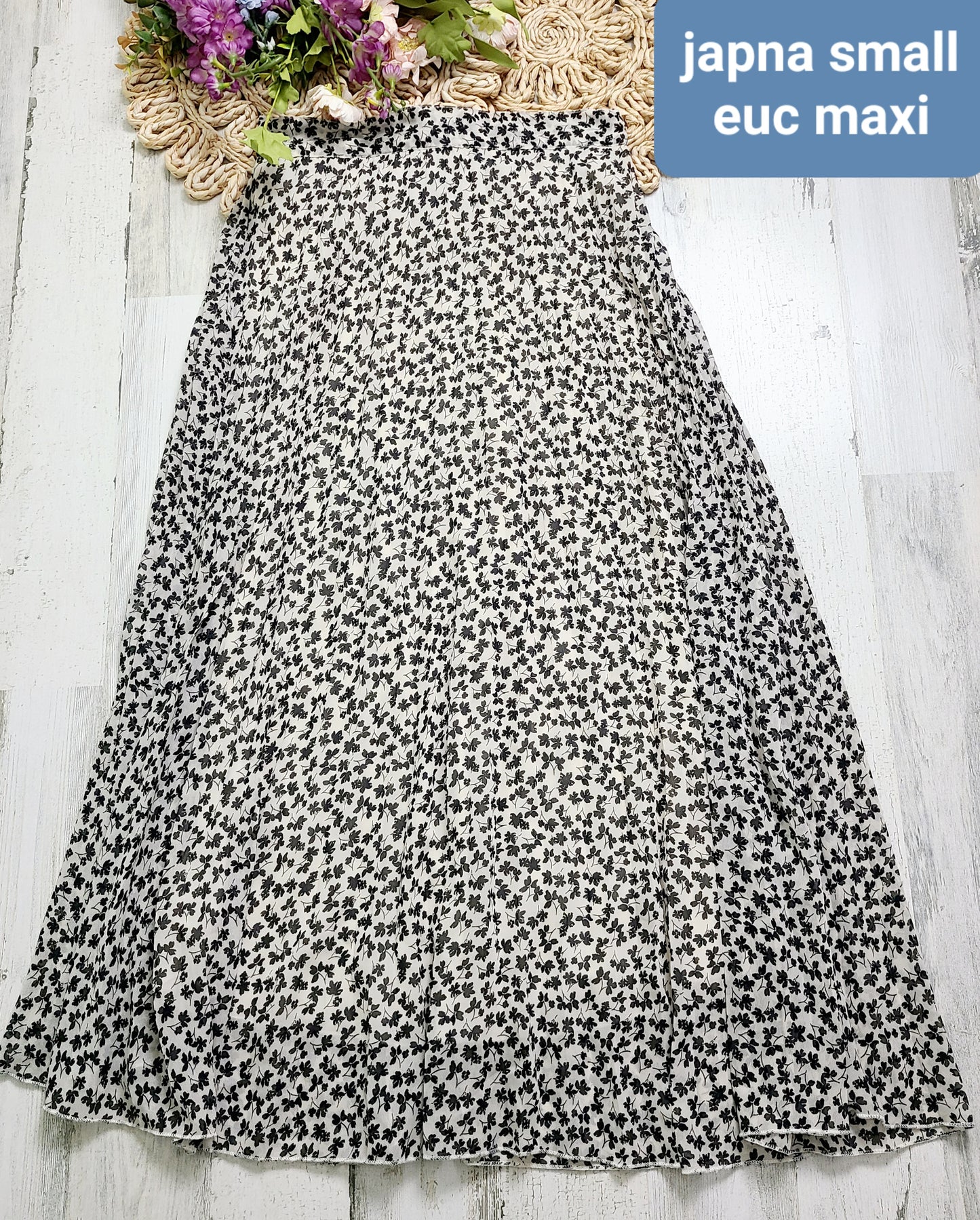 maxi ivory black floral skirt japna