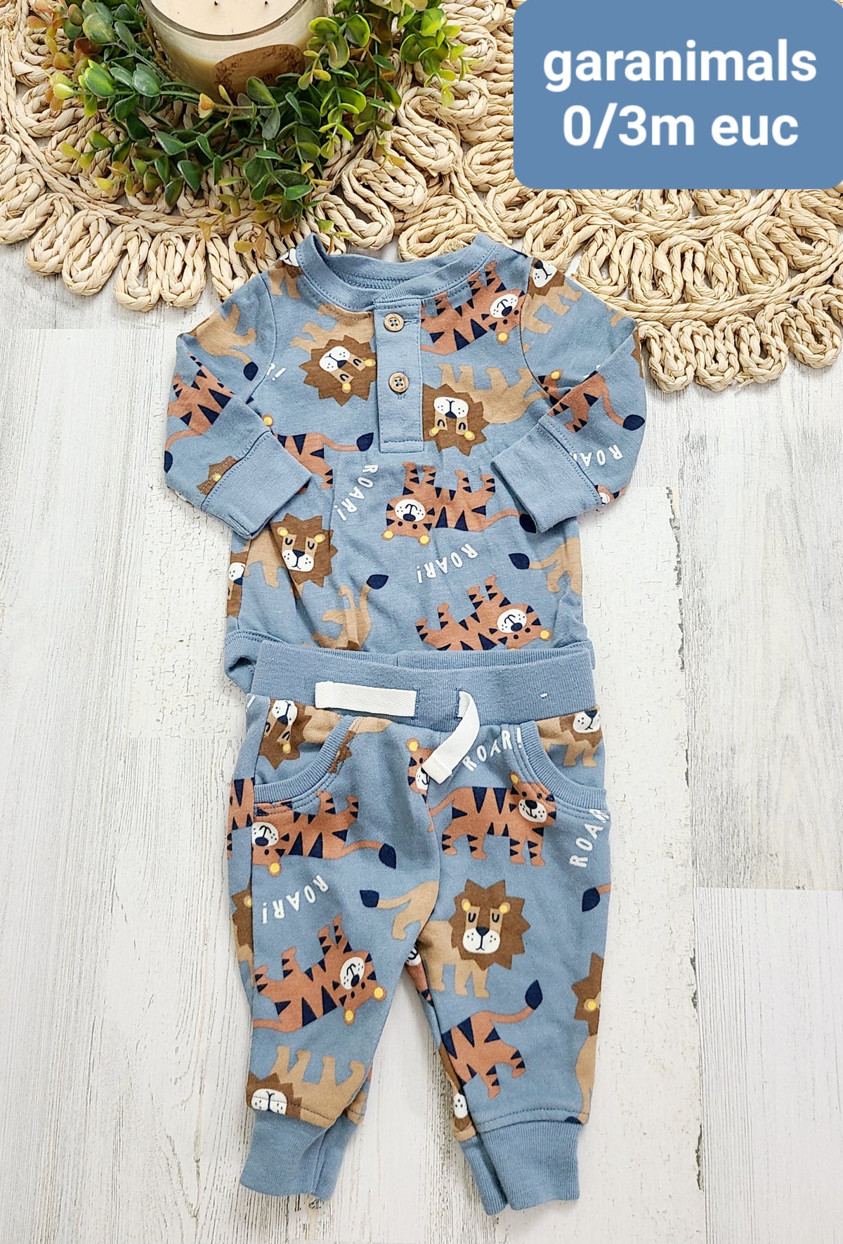 garanimals onesie and sweats lions and tigers
