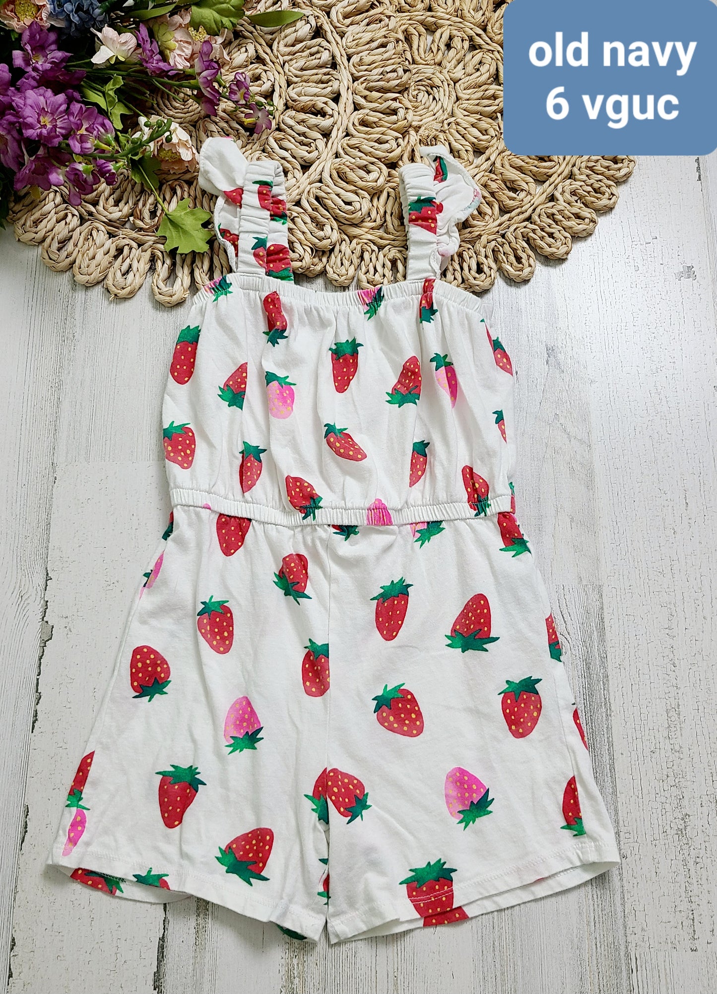 strawberry white romper
