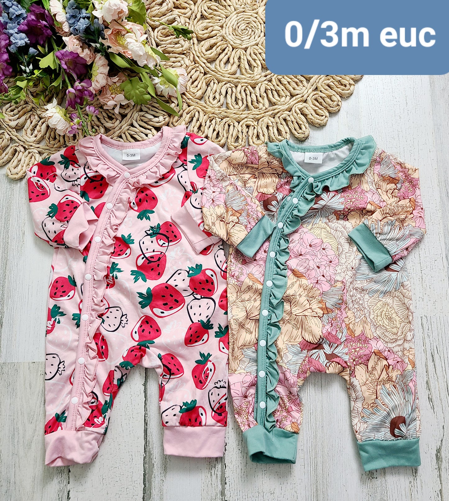 teal floral strawberry