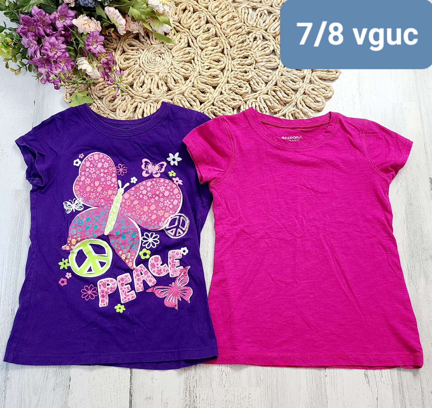 peach butterfly pink tees