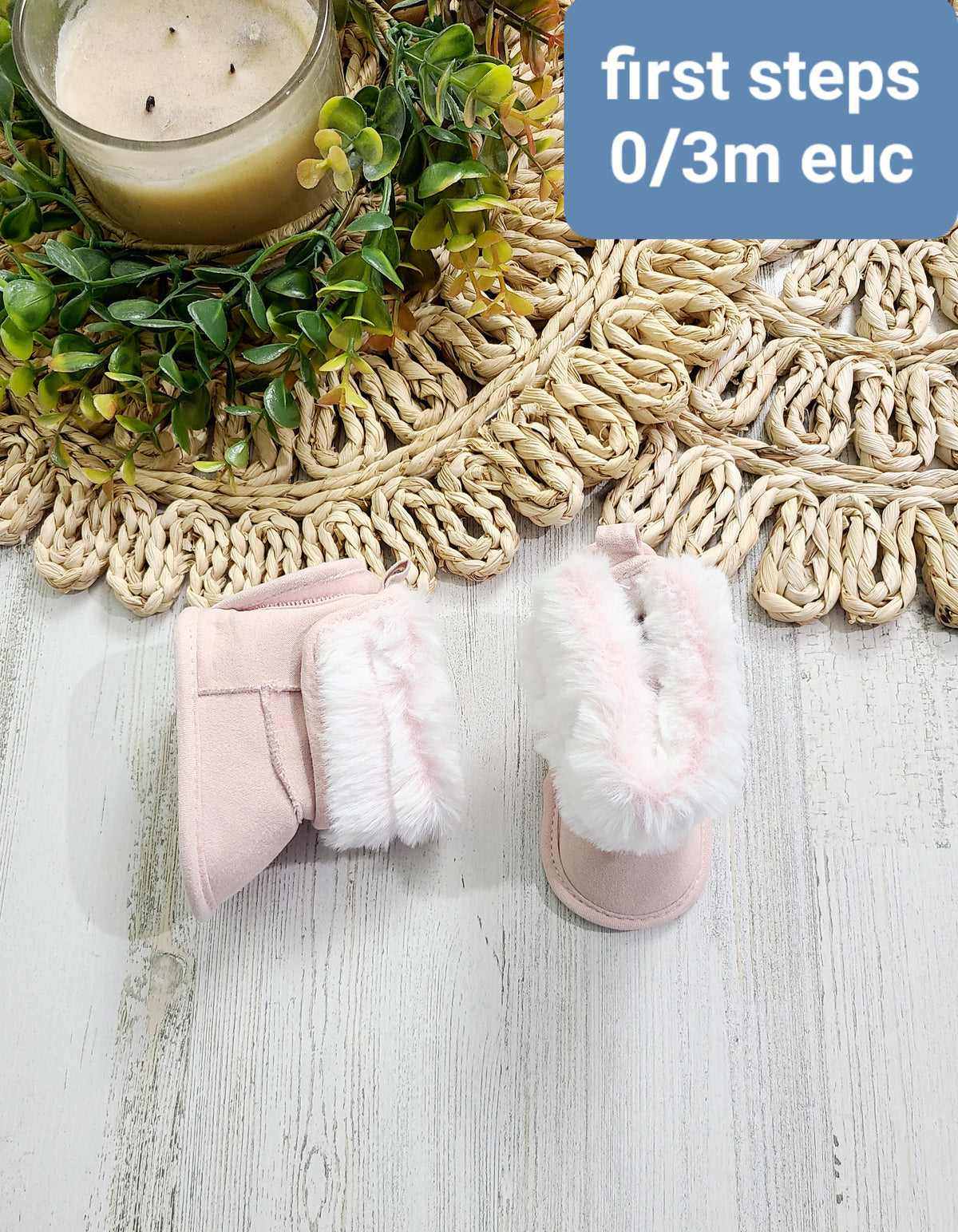 pink fluffy boots first steps