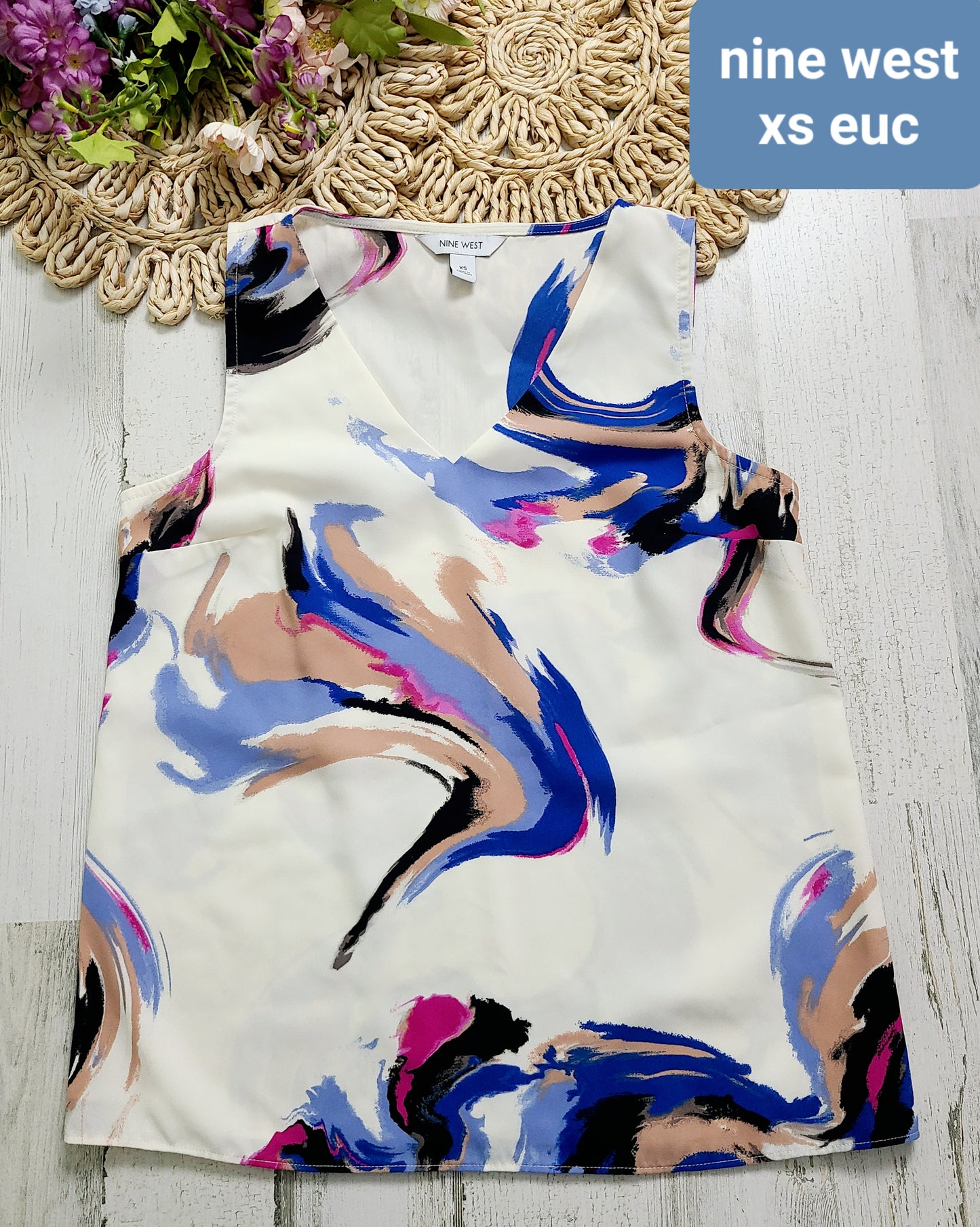 colorful swirl nine west top