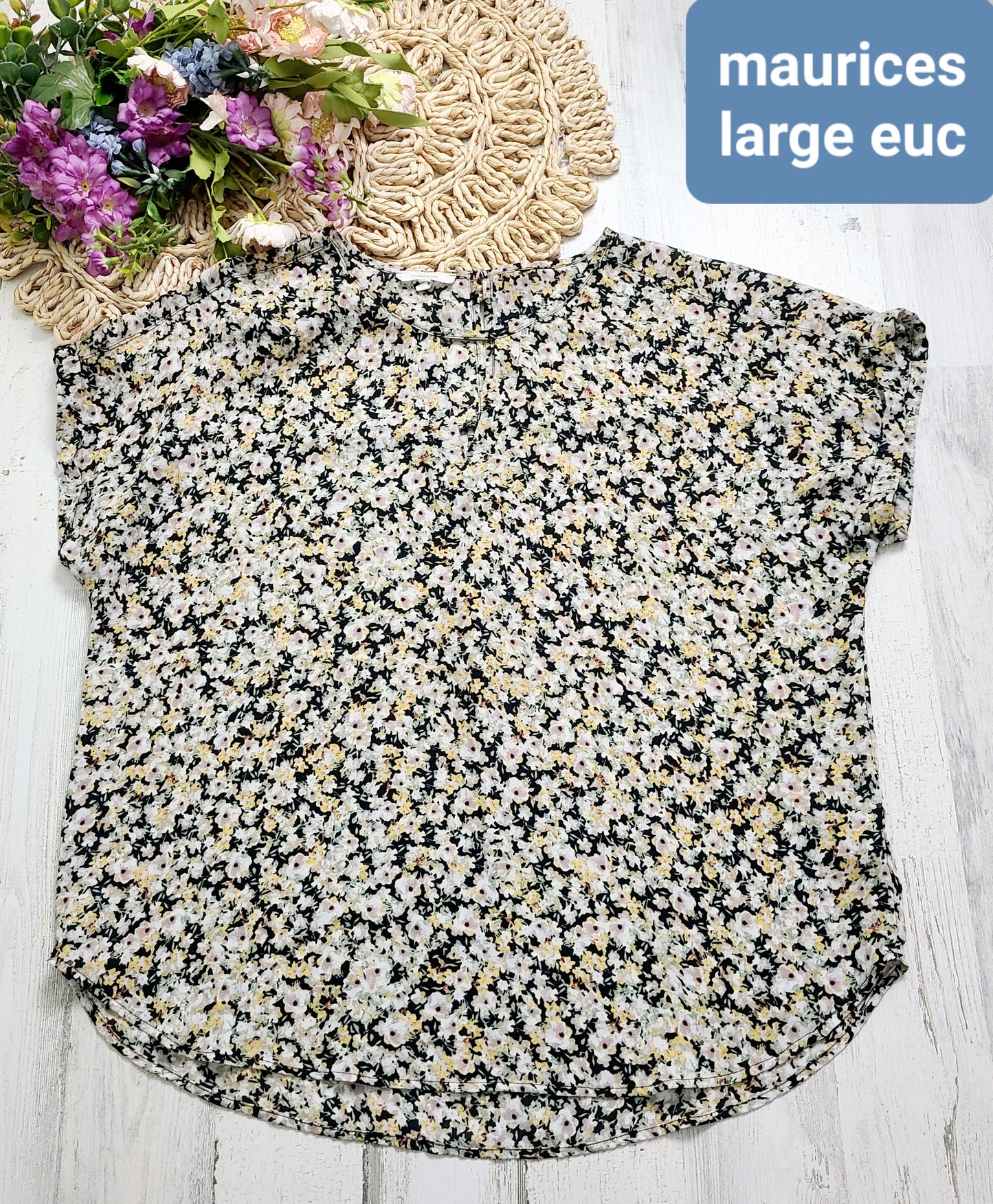 maurices black tan yellow flowers