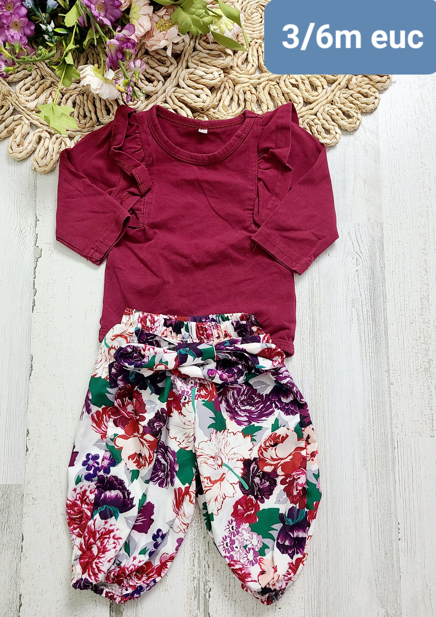 burgundy floral girls no brand
