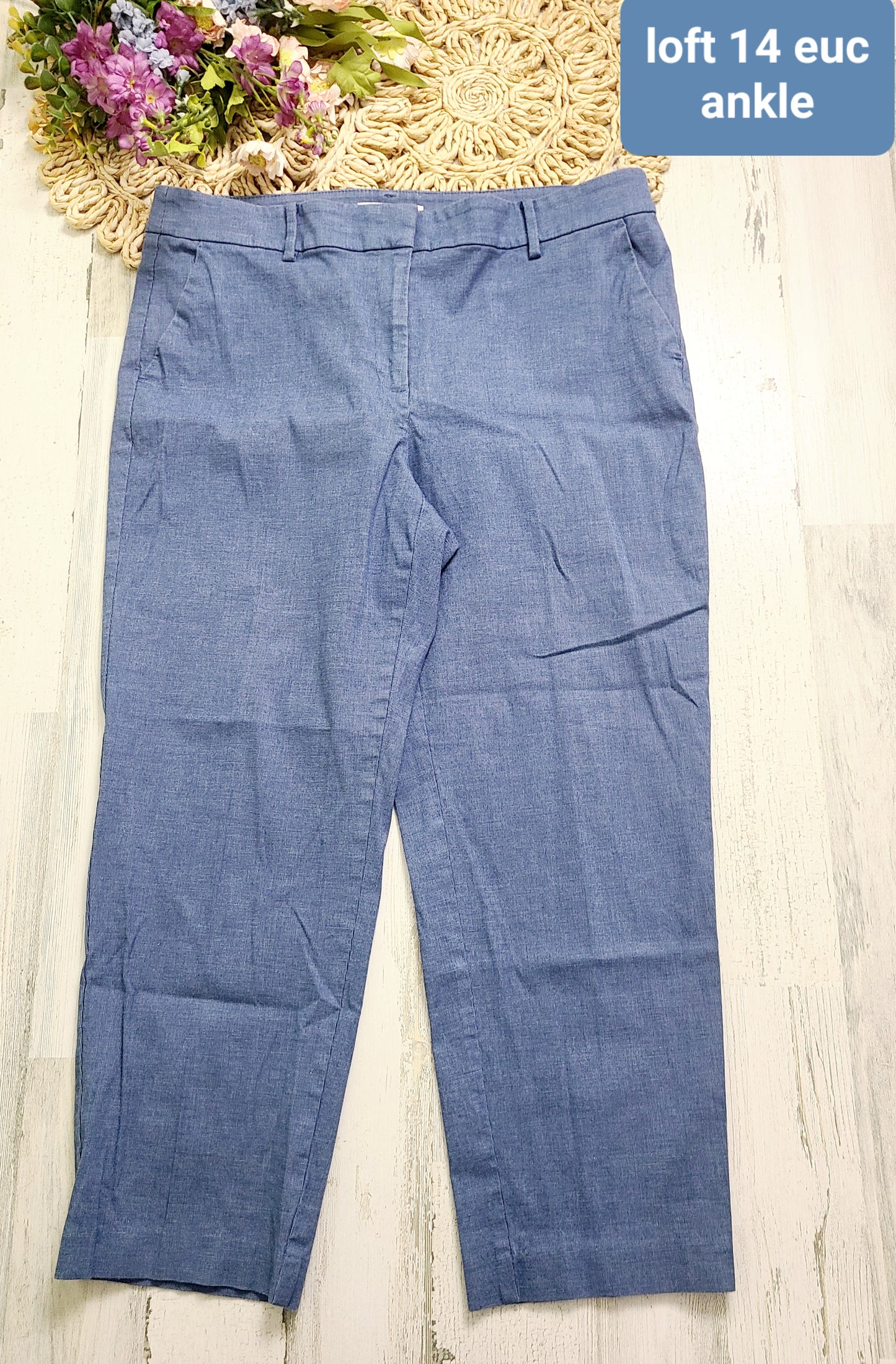 loft ankle blue pants
