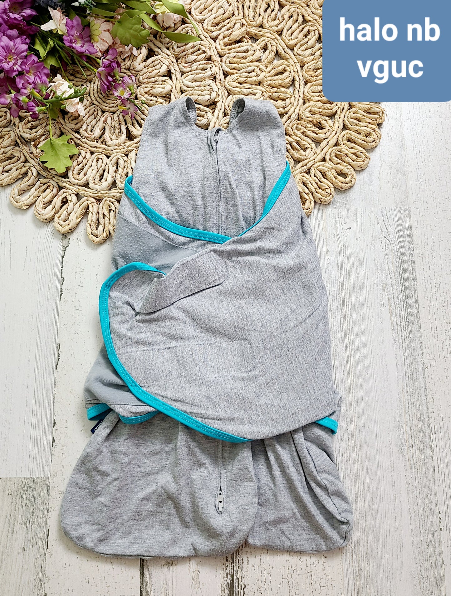 halo newborn gray blue trim
