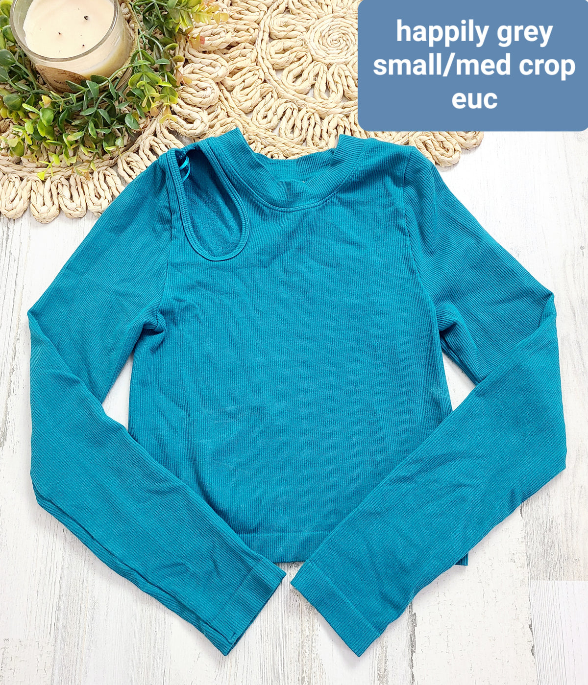 blue cutout on shoulder happily grey