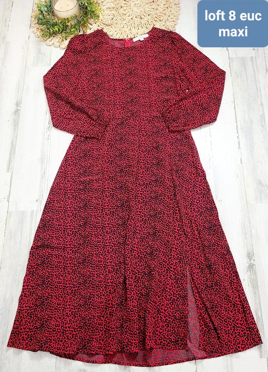 loft maxi red dress with slit