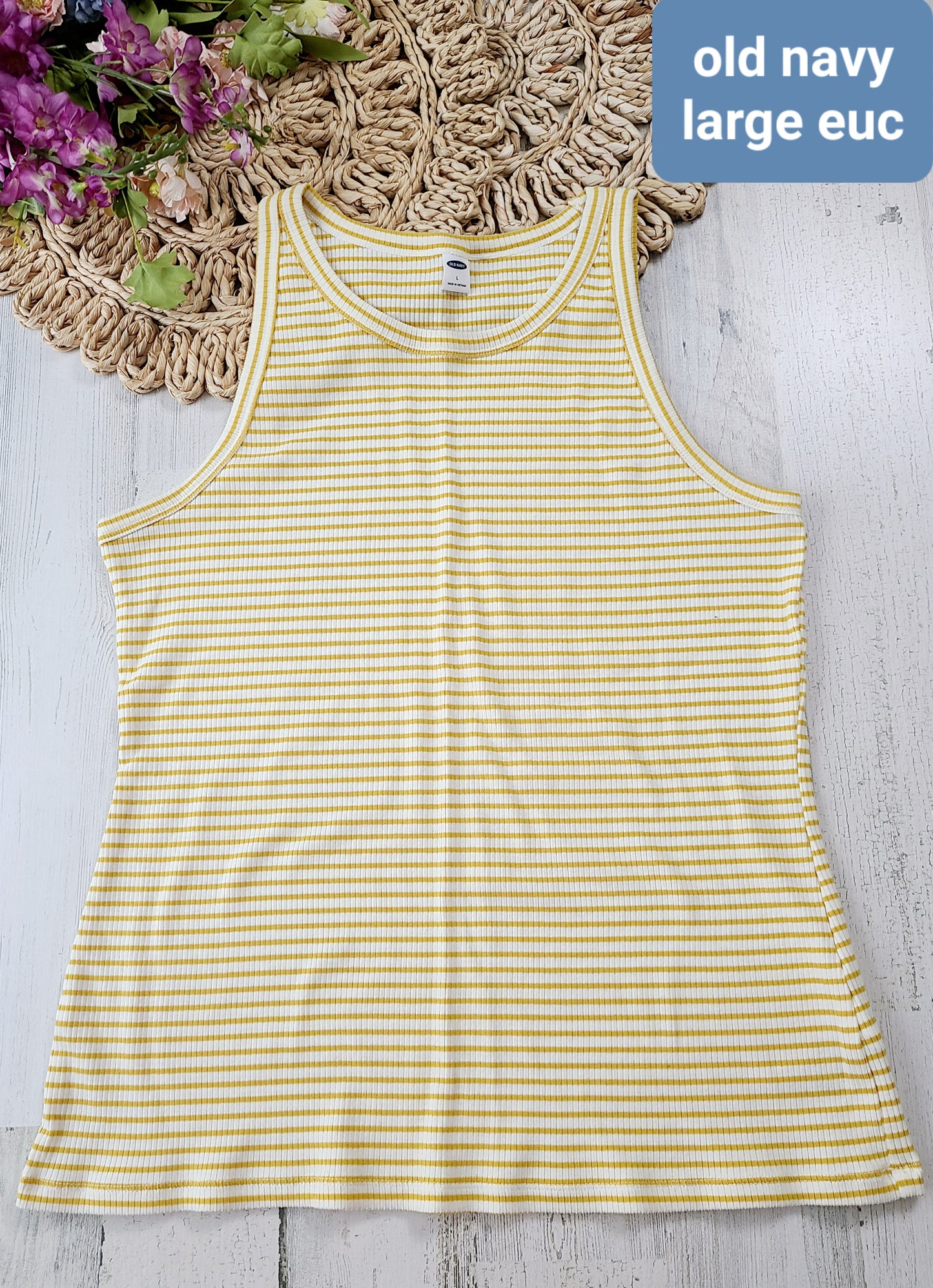 old navy yellow striped tank