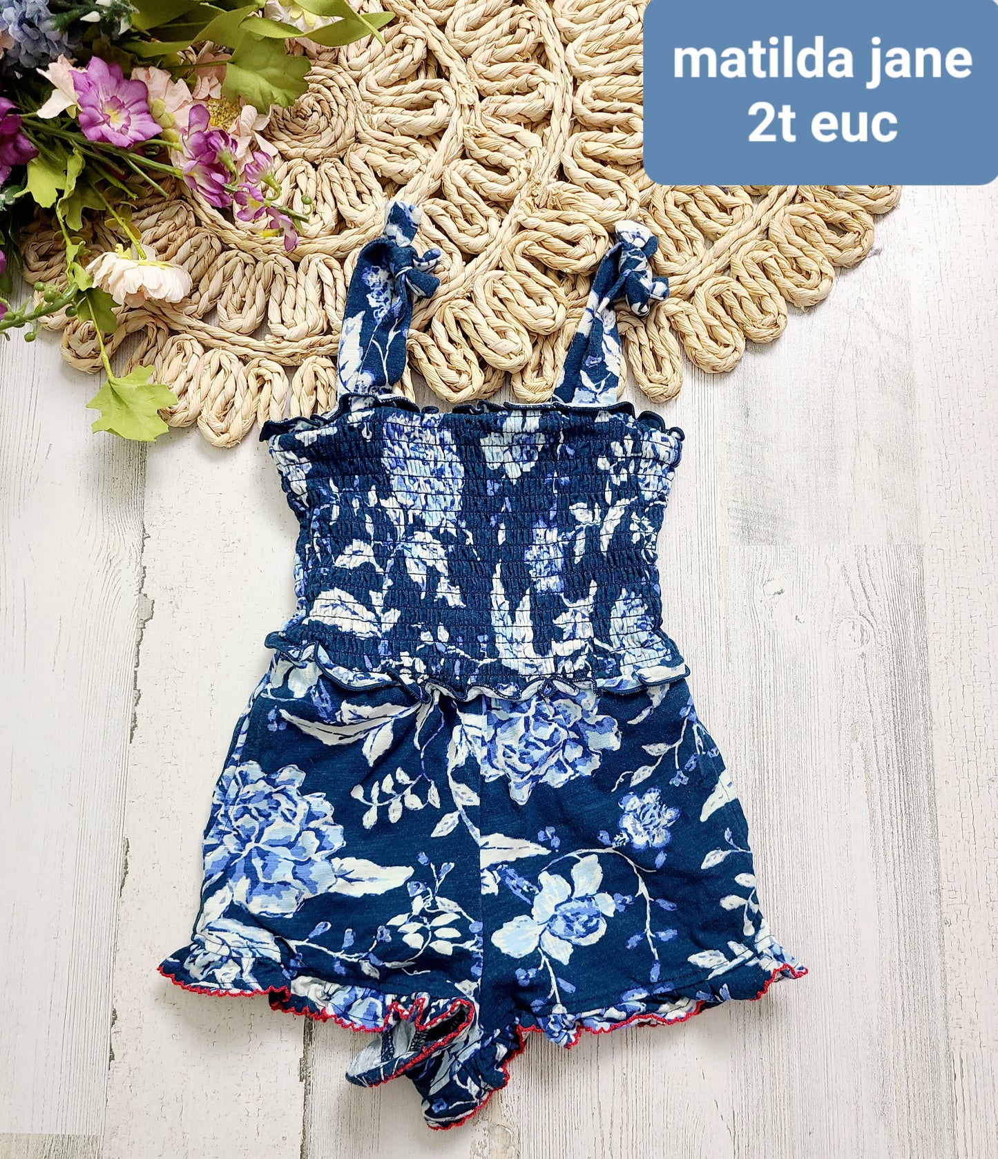 matilda jane navy floral romper 2t