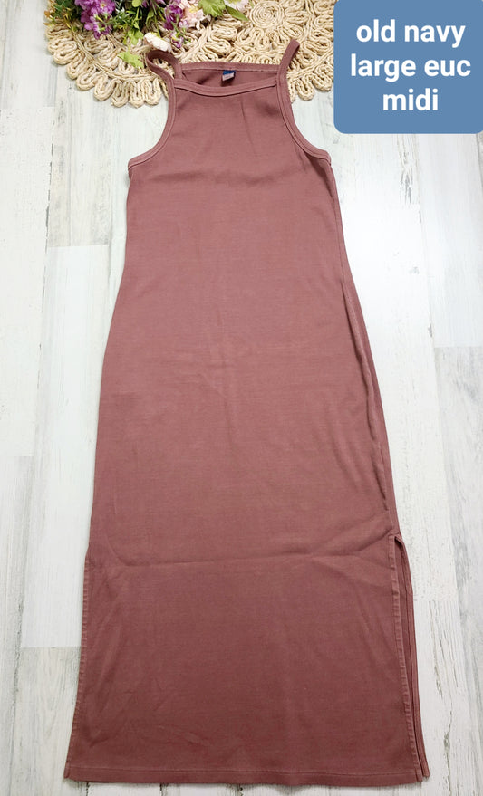 midi dress high neck mauve old navy