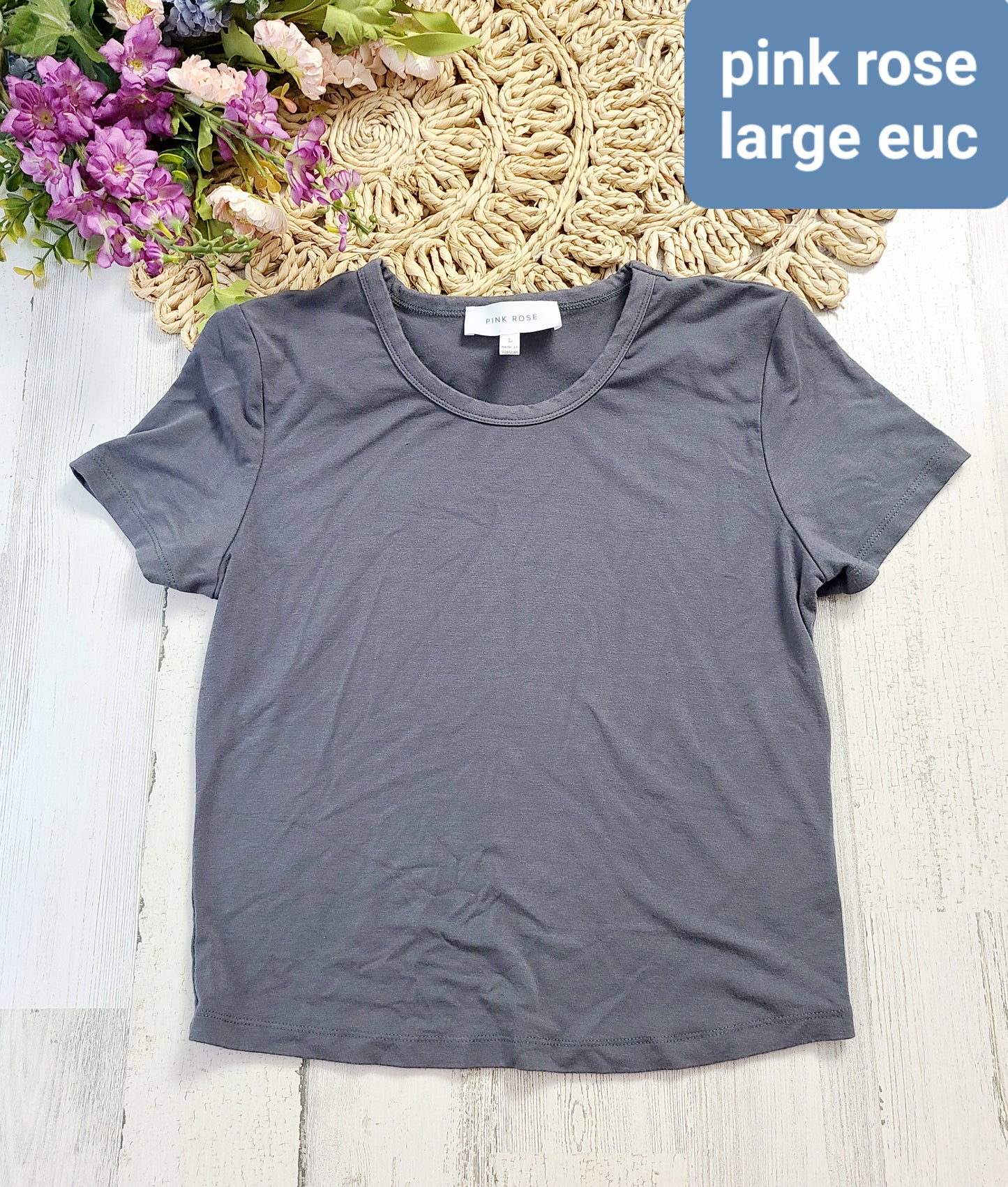 pink rose charcoal tee