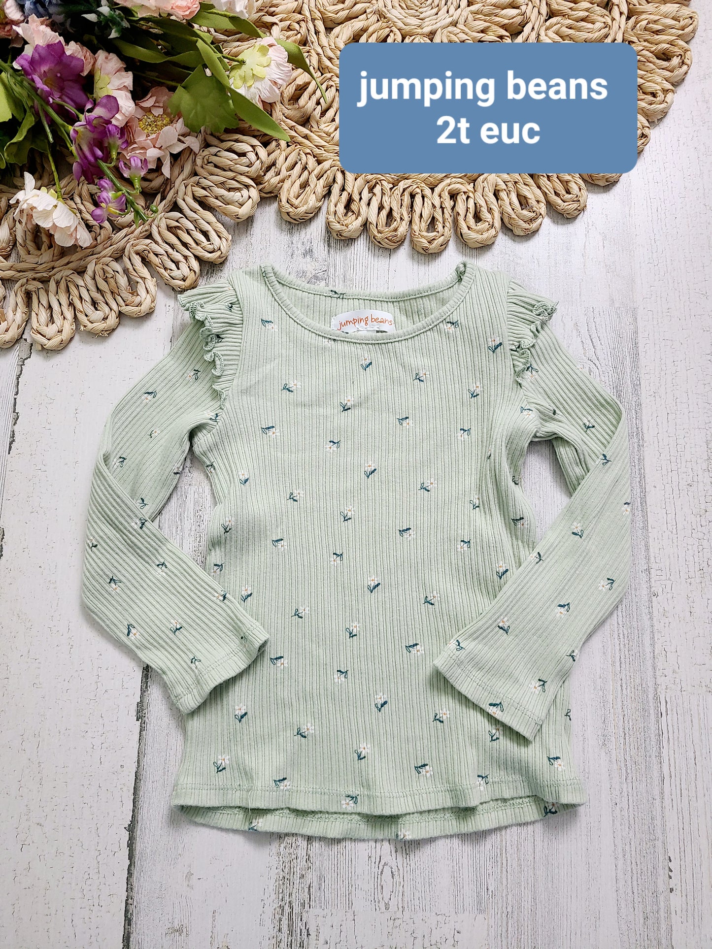 green ribbed jumping bean top