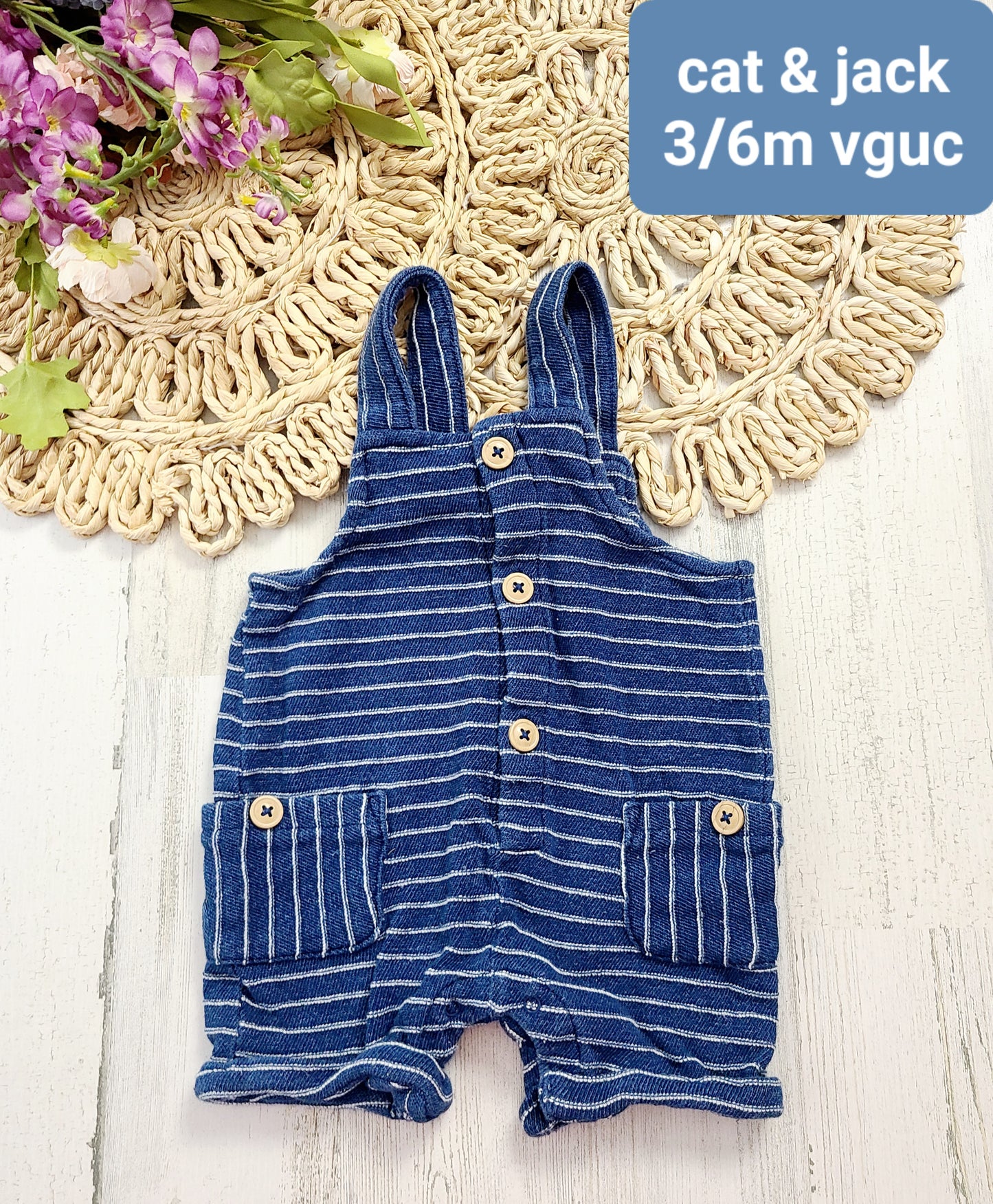cat & jack striped pocket overalls