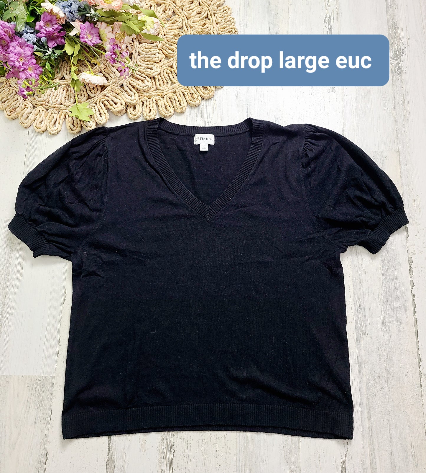 the drop black short sleeve sweater