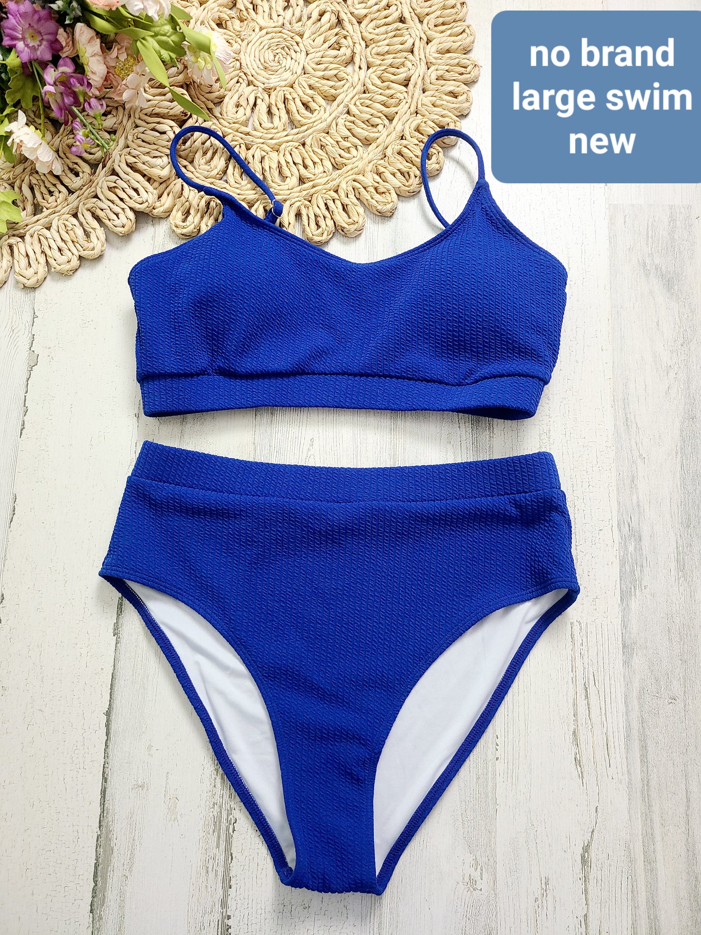 new blue textured swim suit no brand