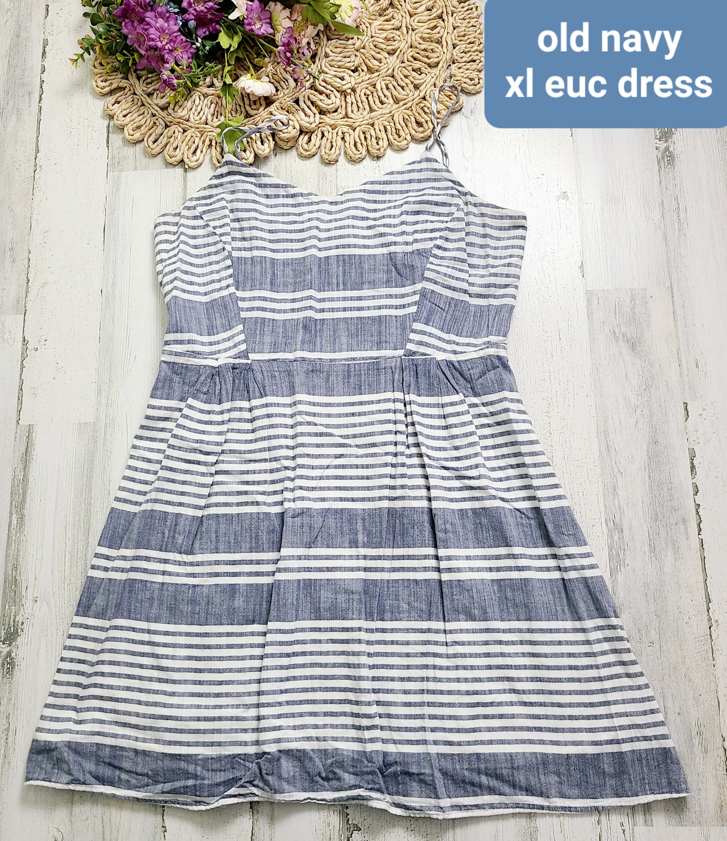 striped xl blue white old navy dress
