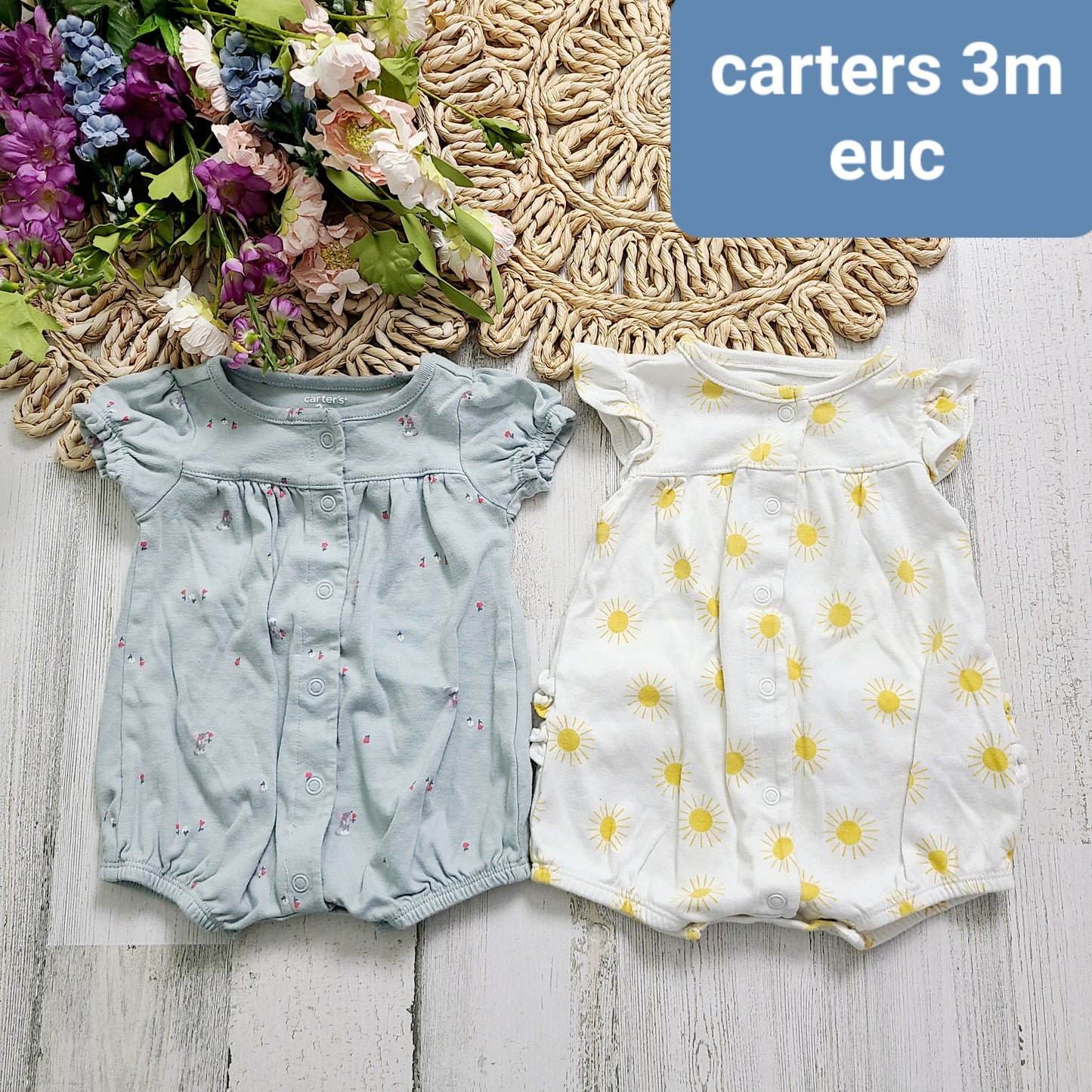 carters rompers sun flowers