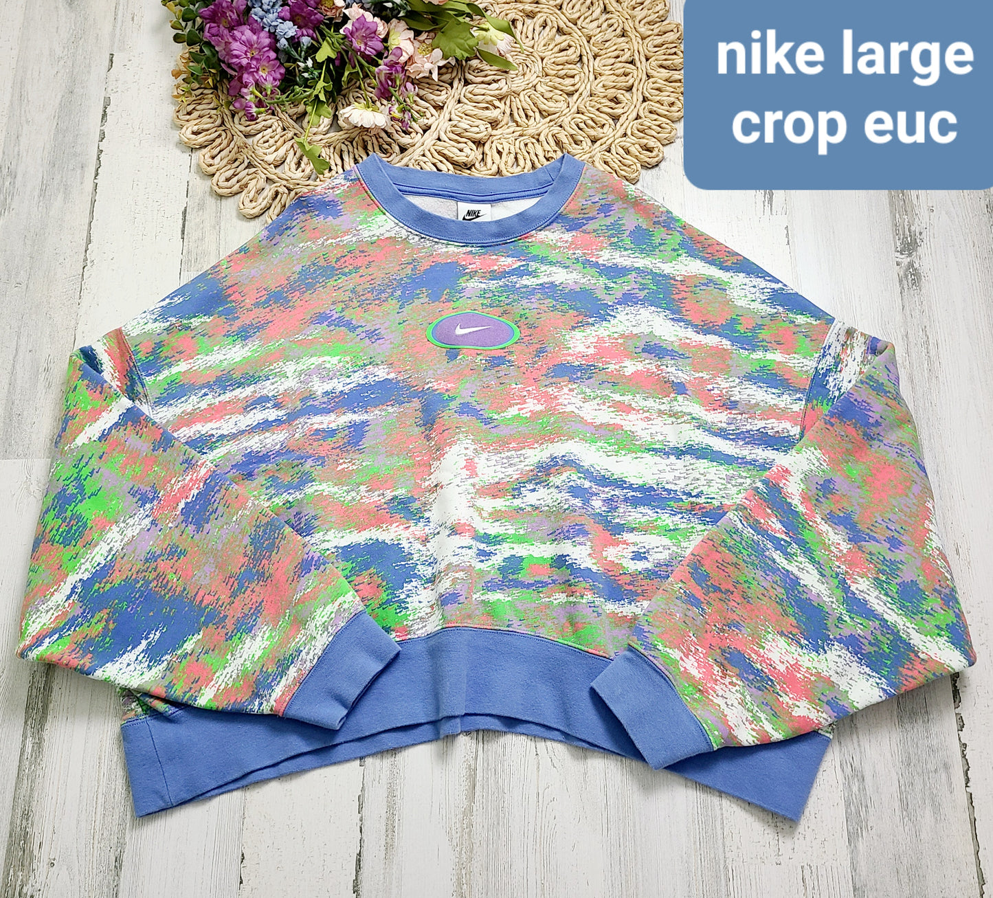 crop purple pink green sweatshirt nike