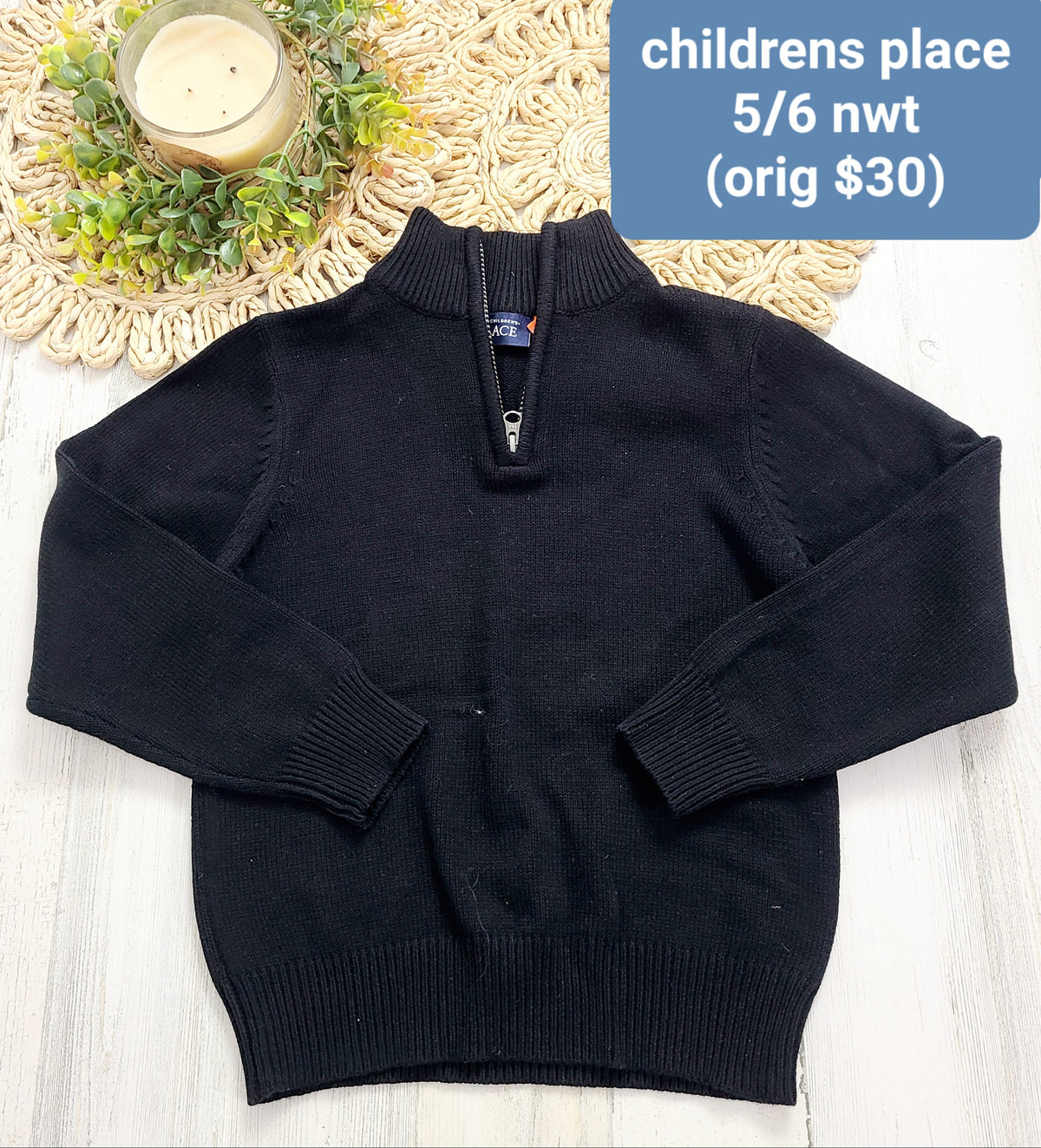 new childrens place quarter zip sweater black
