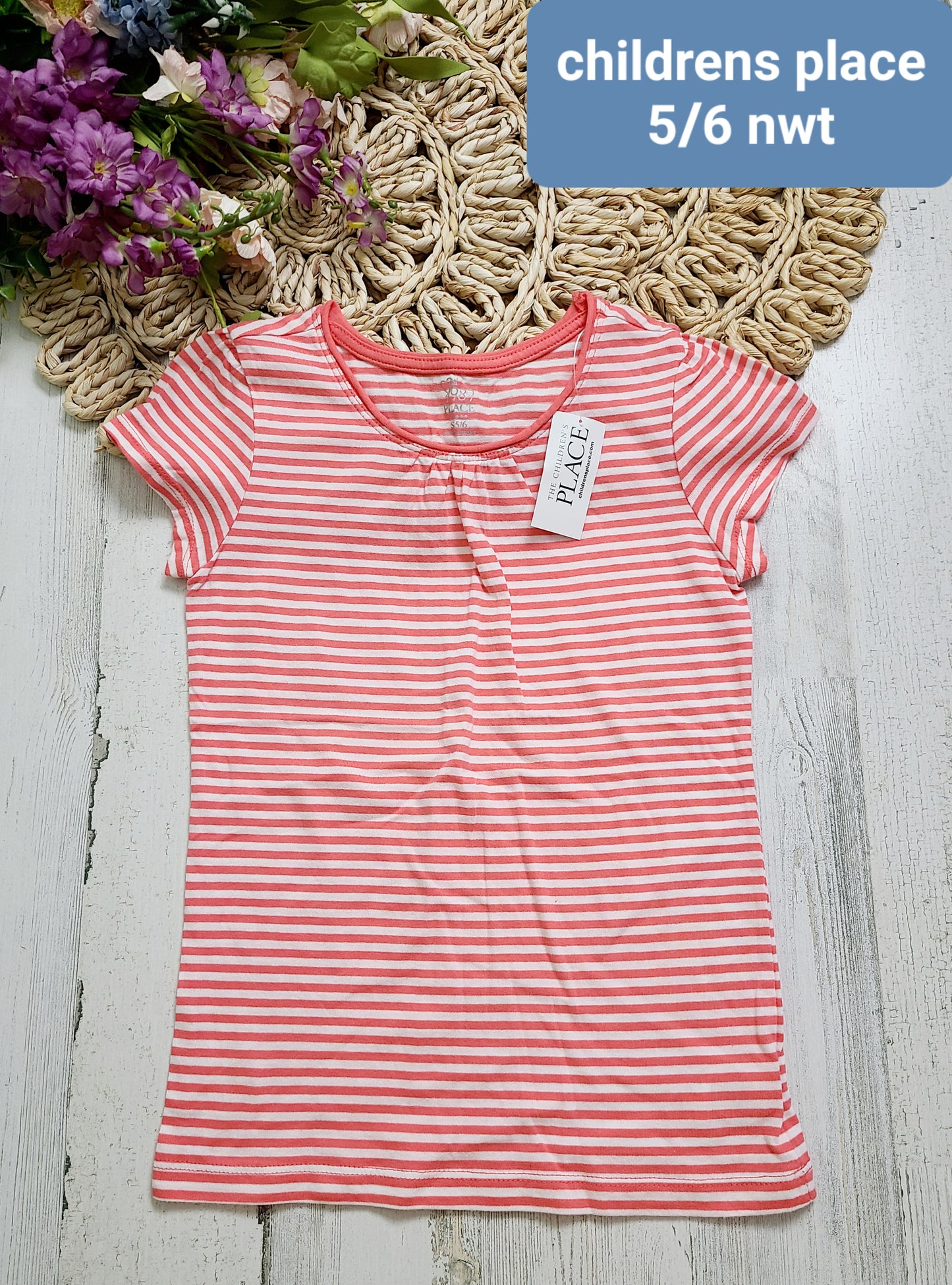 new coral stripe tee