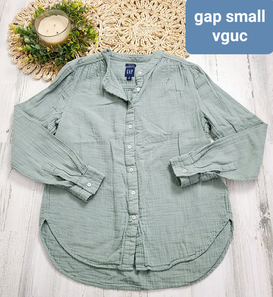 sage green gauze top gap
