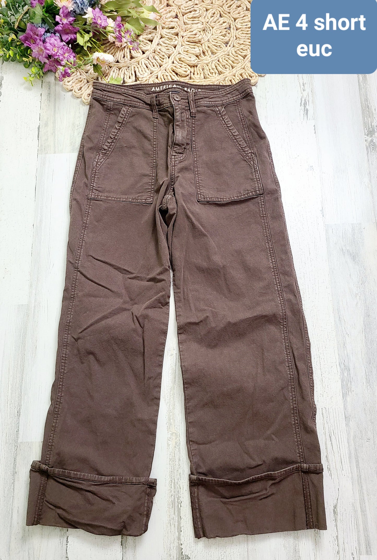 ae brown pants 4 short