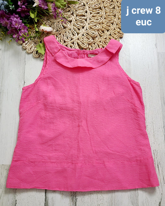 jcrew pink tank ruffle neck