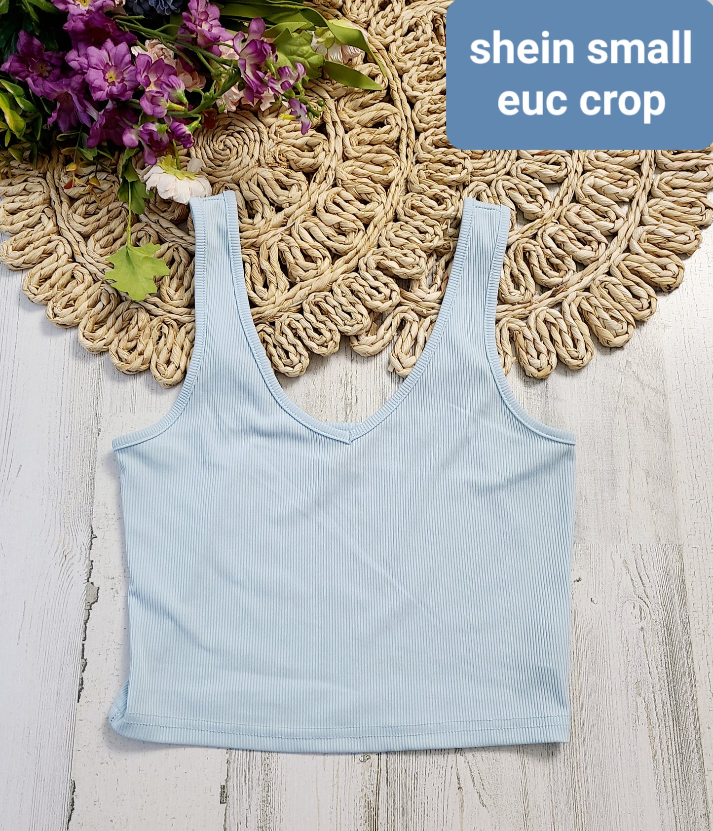 baby blue shein small crop tank