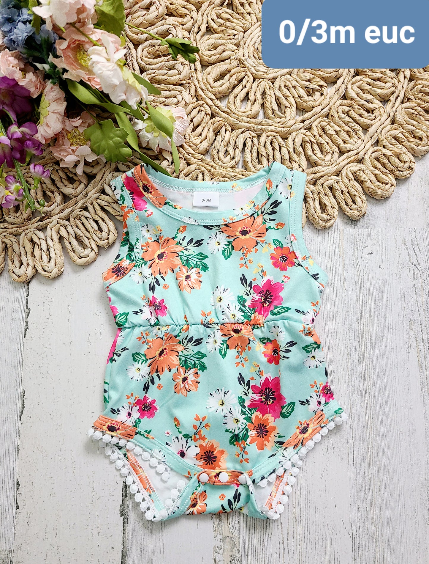 no brand girls onesie flowers