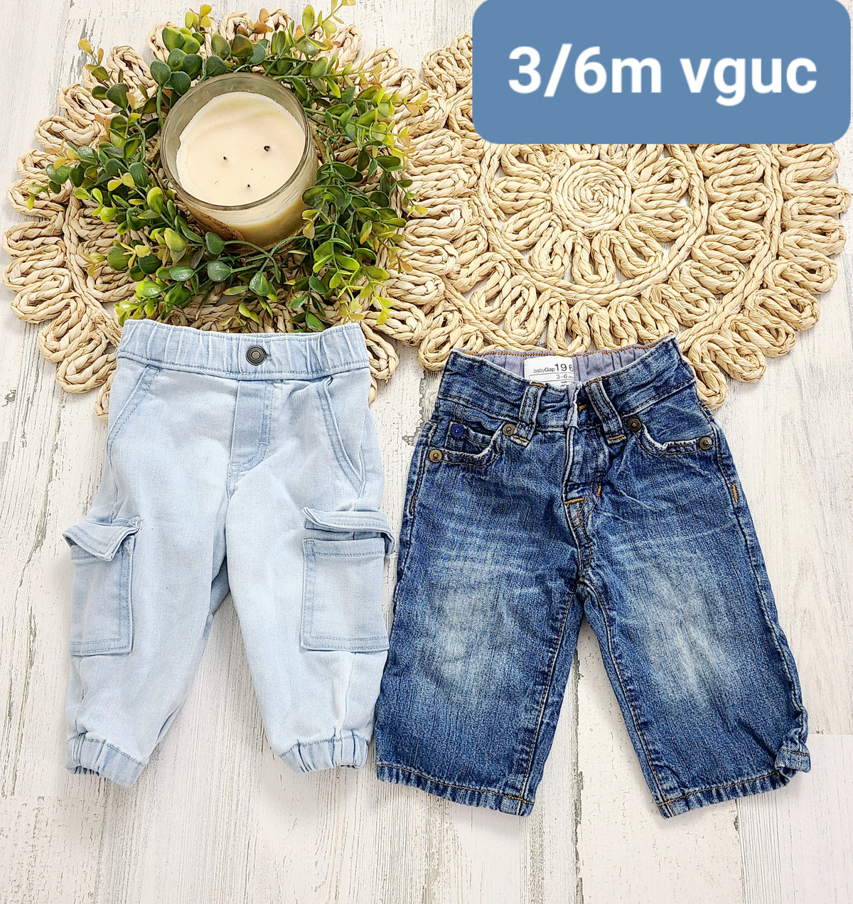 3/6m two pairs of jeans baby boys