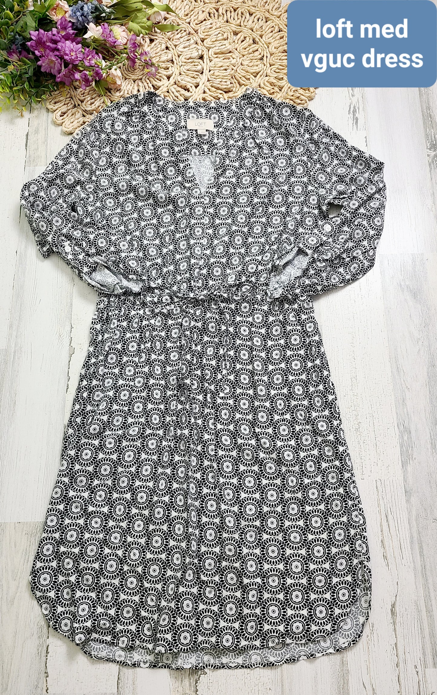 loft medium dress 3/4 sleeves