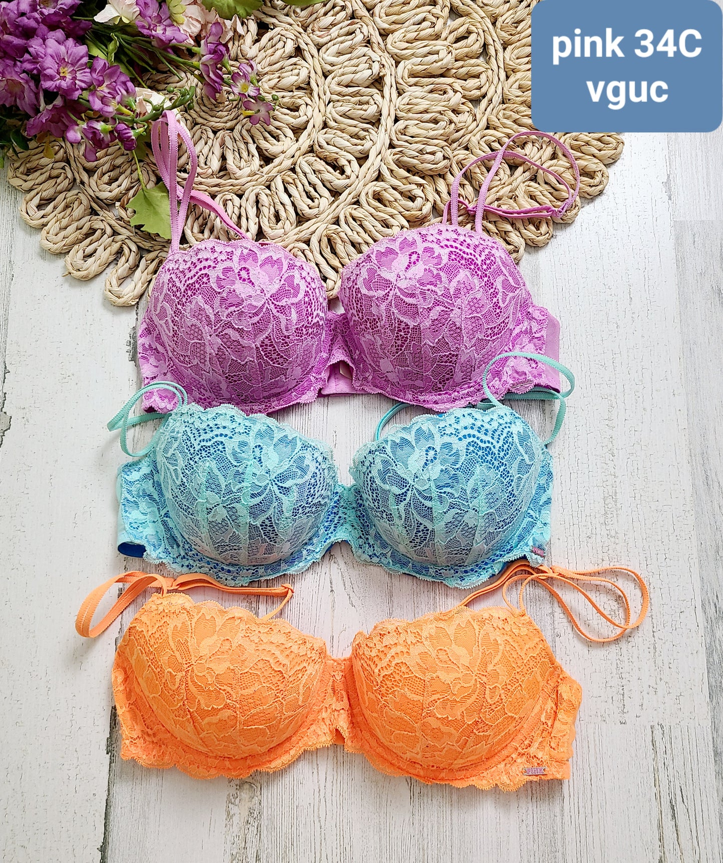 pink lace bras