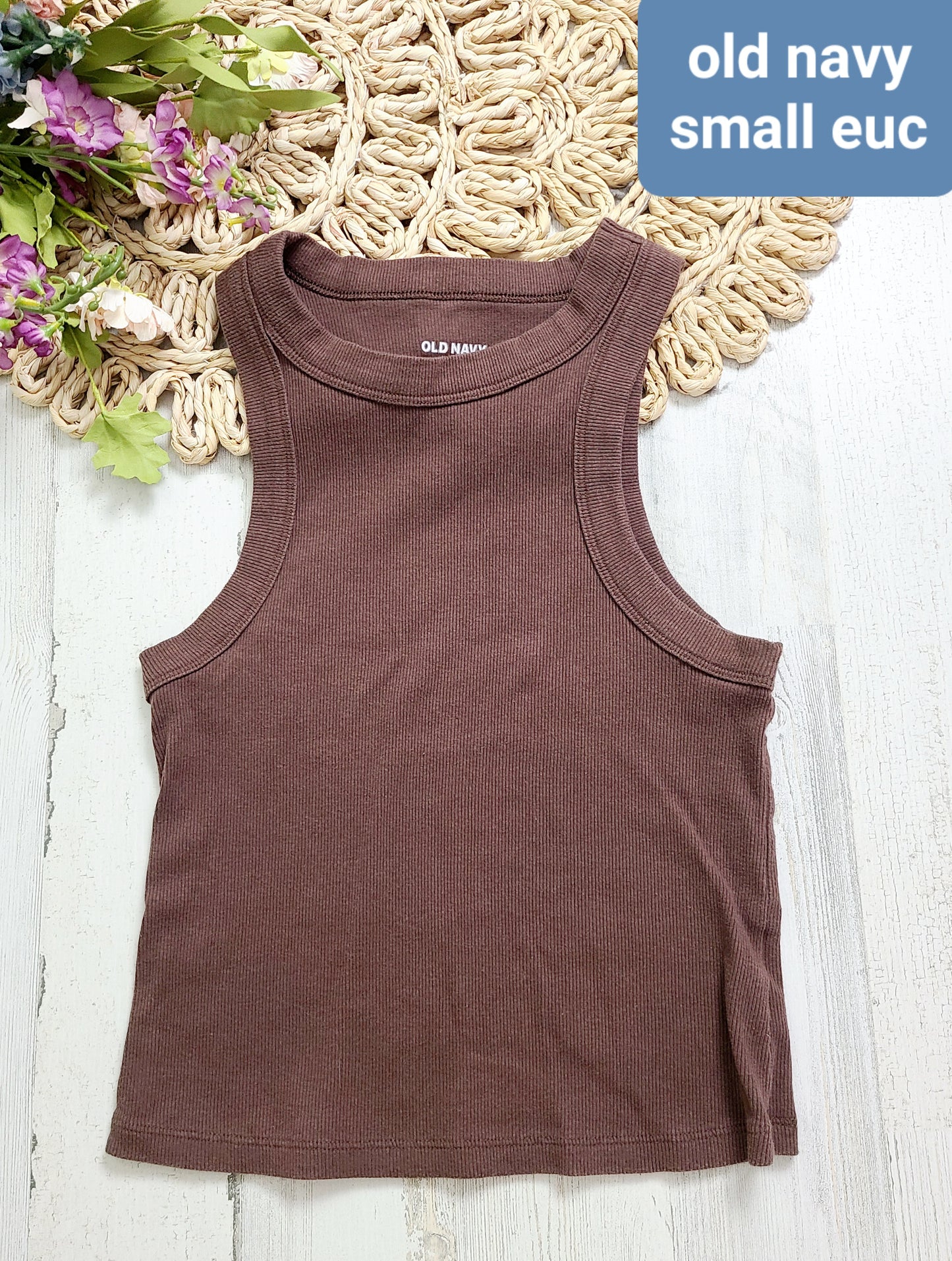old navy brown ribbed tank small