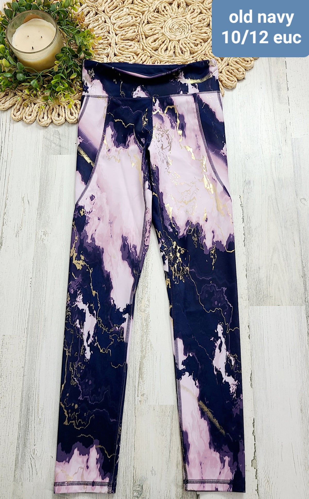 gold pink and navy marble leggings old navy