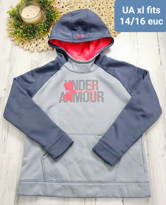 light & dark grey sweatshirt pink logo under armour