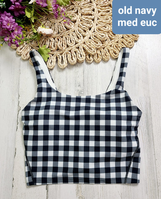 old navy black white plaid tank